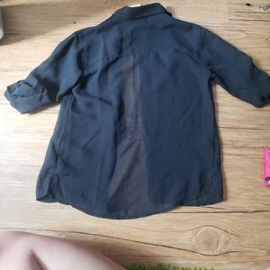 Black sheer button up girls tops 6